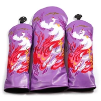 golf club head covers for driver cover fairway cover hybrid cover pu leather black purple phoenix headcover