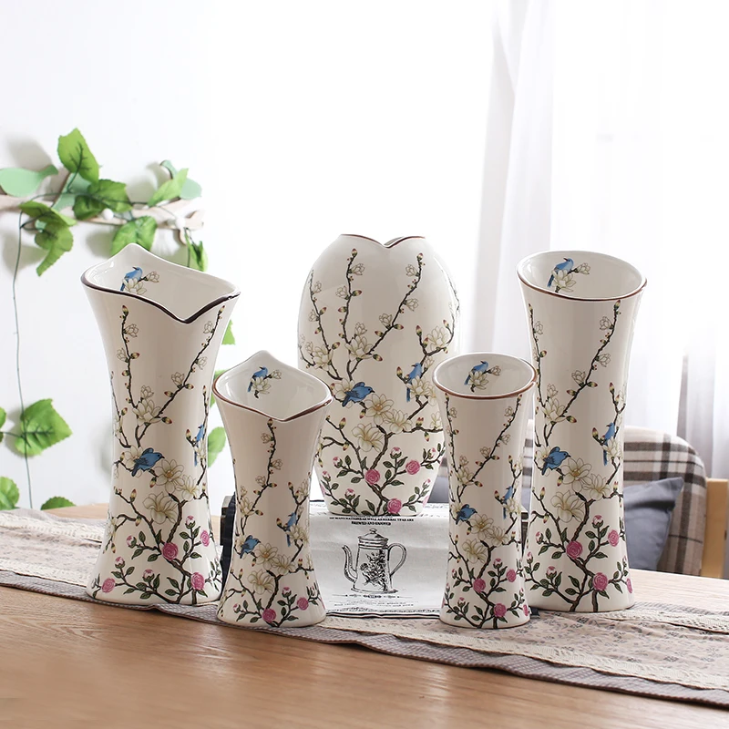 

Ceramic White Vase Decoration Living Room Flower Arrangement Small Fresh Vase Chinese Home Table Creative Decoration Flower Vase