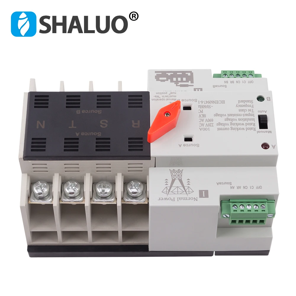 

Dual Power Automatic Transfer Switch Household Noninterrupt Pole-Changing Switch 4P100A Blurred PC Isolated ATS