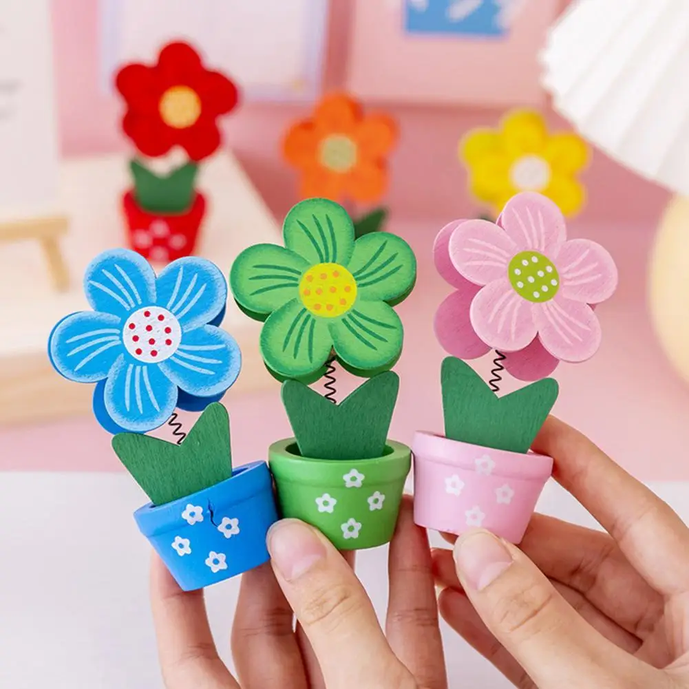 

Creative Flowerpot Shape Photo Clip Beautiful Handmade Wood Note Clip for Home
