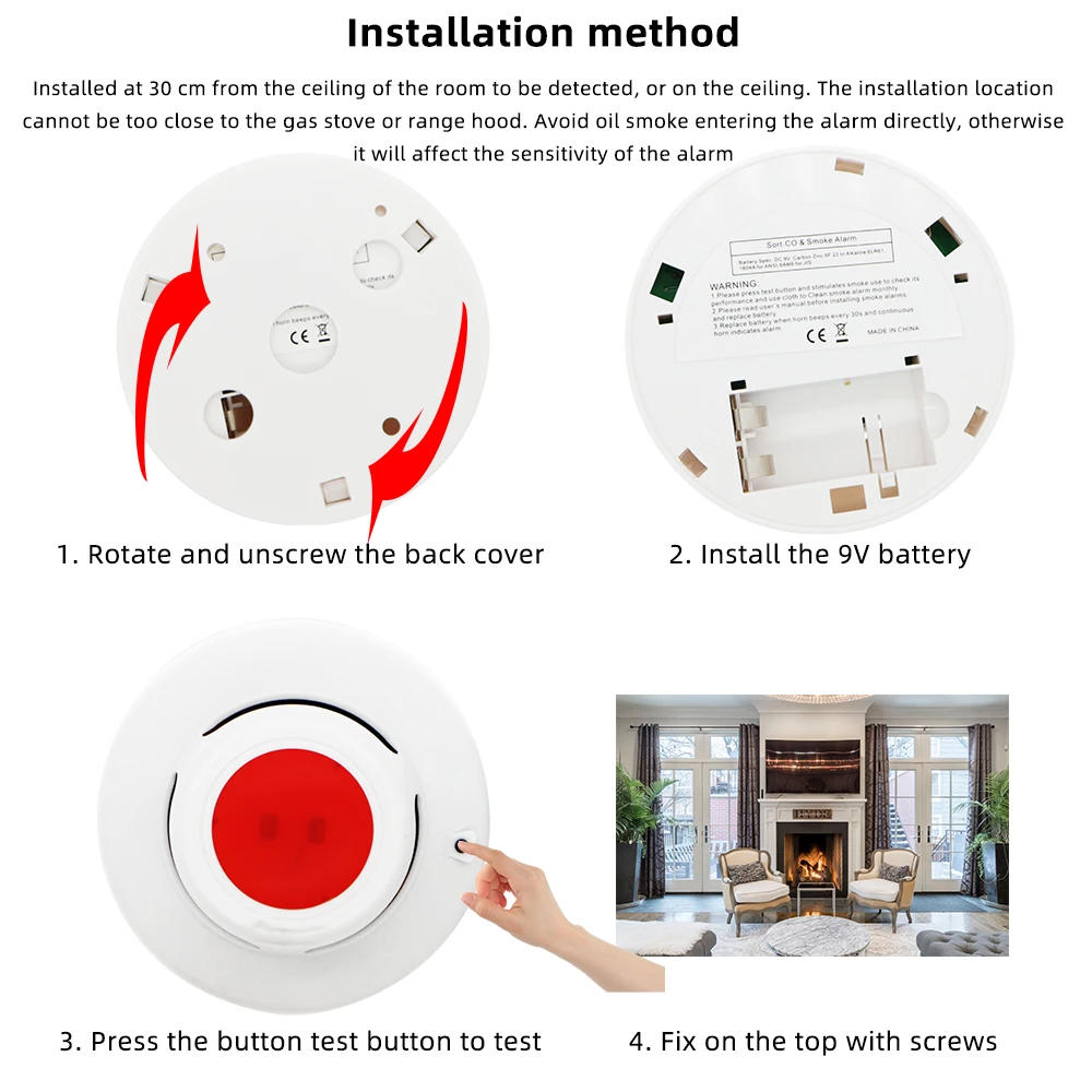 2 in 1 carbon monoxide smoke alarm combination co smoke detector indoor home security flash warning alarm 40off free global shipping