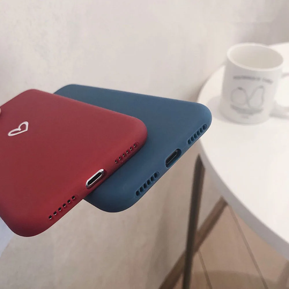 

Simple Love Heart Applicable Mobile Phone Case For Iphone 11 Pro Max X Xr Xs Max 6 6S 7 8 Plus Anti Fall Couples Cases