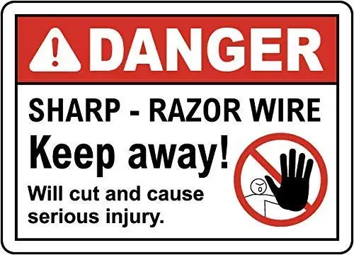 Kalynvi защитный знак-виниловые наклейки-комплект-и предупреждающие знаки Наклейки-острый бритвенный провод Keep Away.8x12 дюймовый металлический жестяной знак