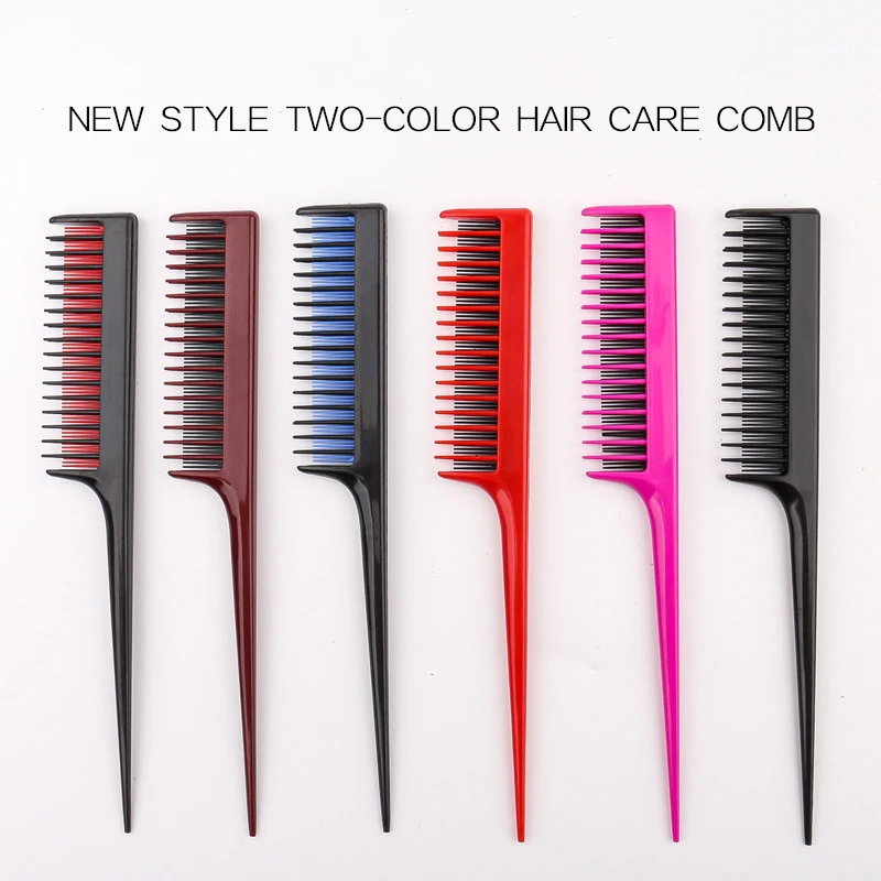 

New Style Two-color Hair Care Comb Professional Tip-Tail Highlighting Comb Fine-tooth High Temperature Resistance Hair Dye Tools