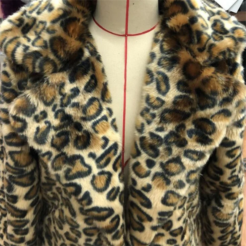 Leopard print fur coat women's faux mink fur jackets fashion casual European and American loose large warm clothes yellow