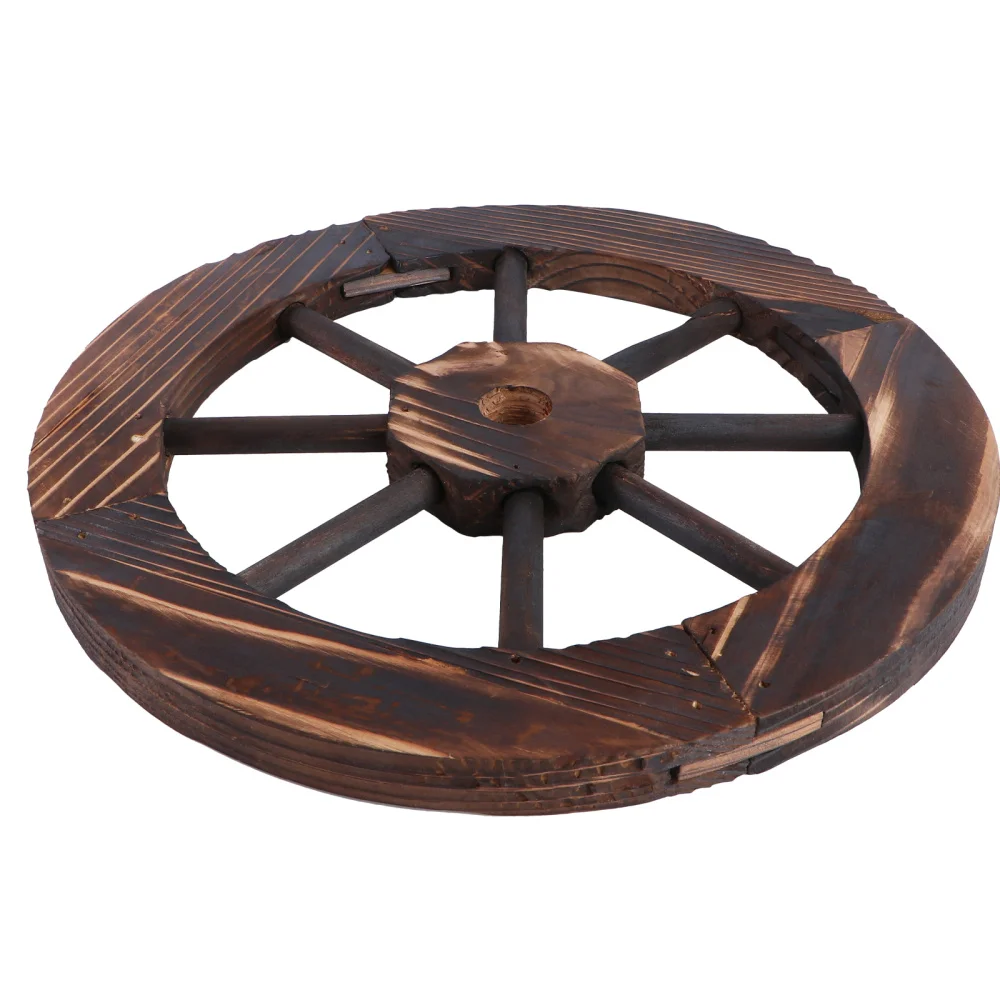 

1Pc Natural Wheel Shape Pendant Wall Hanging Decor Chic Wooden Craft Light Brown