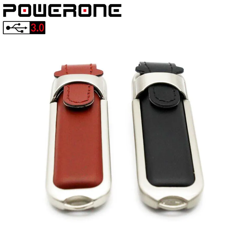 POWERONE 100% новый металлический кожаный Флешка usb флэш накопитель 32 Гб 16 64 USB 3 0 карта
