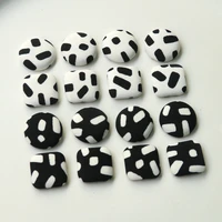 new style 100pcslot black white leopard pattern geometry roundssquare shape cloth button diy jewelry earringhair accessory