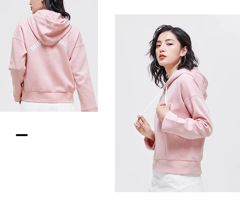 Li-Ning, женские трендовые толстовки, 70.9% хлопок, 29.1% полиэстер, свободный крой, подкладка, спортивные пуловеры с капюшоном, AWDP088 WWW1015