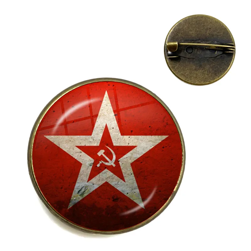 CCCP советская армейская красная брошь звезды стеклянный кабошон искусство