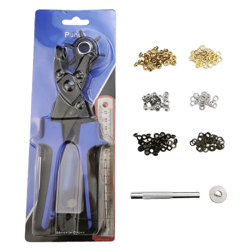 

808B DIY Belt Punch Tool Perforated Hole Puncher for Home Craft Projects Grommet Eyelet Kit 100 Set