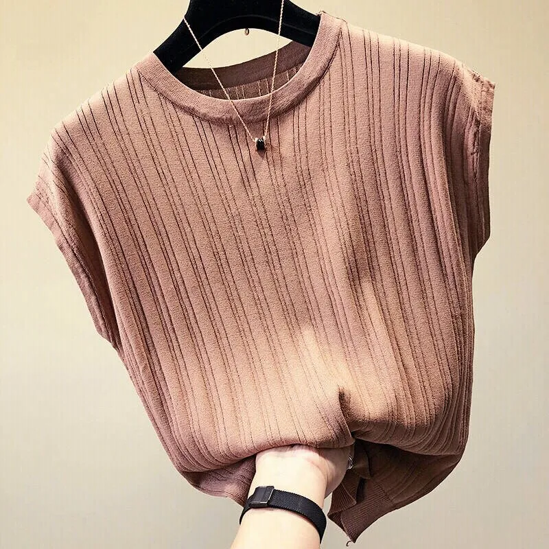 

Sleeveless Vest Sweater Women 2020 With Shoulder Pads Knitted Pullover Autumn Winter Jumper Casual Tops Fashion