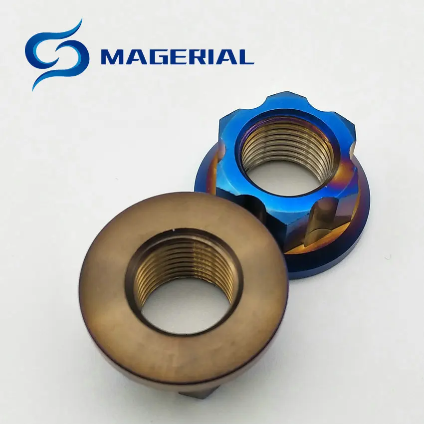 Титановые осевые гайки M6 M8 M10 M12 M14 гайка задней оси Фланцевая гайка сгоревший синий цвет шестигранные гайки Ti крепеж 2 шт