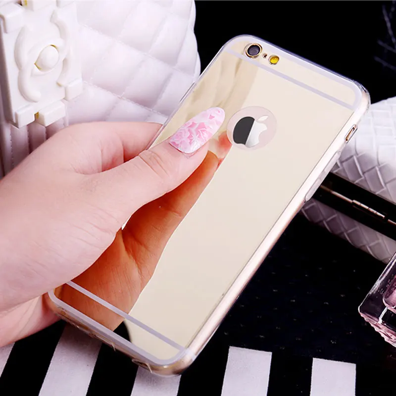 Роскошный блестящий зеркальный Мягкий чехол из ТПУ для iPhone 4 6 6S 7 8 Plus Ультратонкий