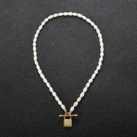 luxury fresh water pearl choker necklace gold lock pendant necklace for women ot button collar necklace jewelry gift