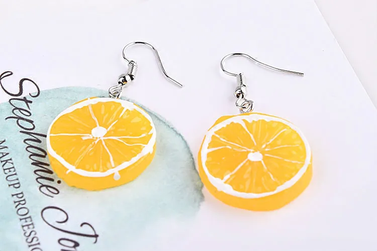 Аксессуары для Diy летние серьги &quotЛимон&quot из свежих фруктов и оранжевого цвета с
