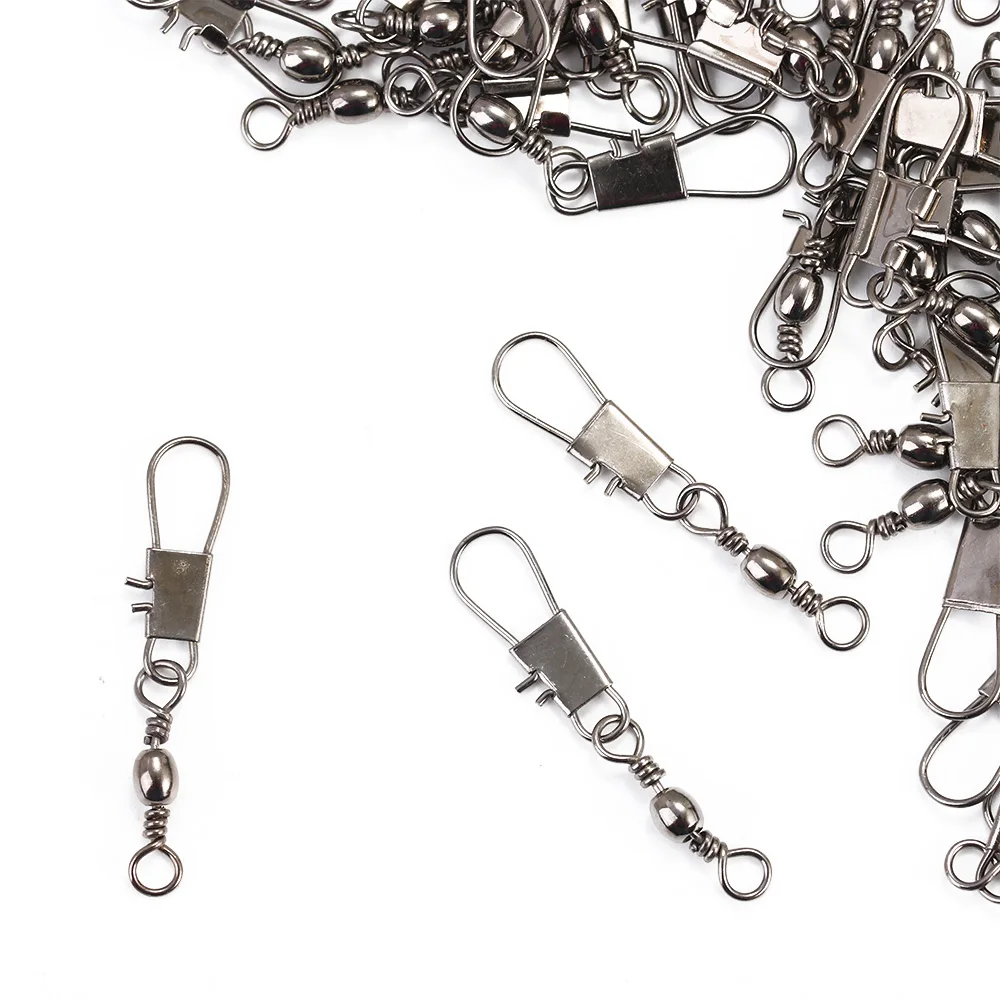 

100 Pcs Swivel Pin Fishing Connector Link With Interlock Snap Tool 30mm