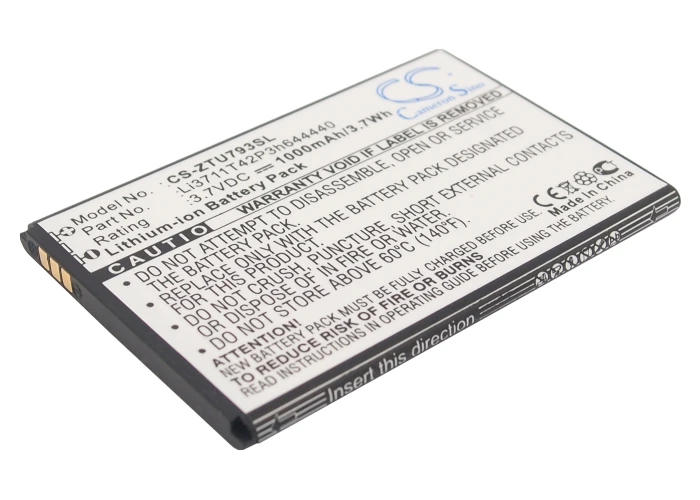 Аккумулятор CS 1000mAh/3.7Wh для ZTE U793 Li3711T42P3h644440