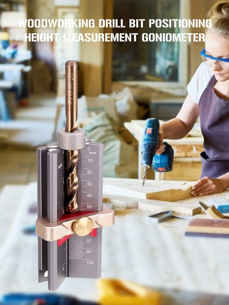 

Multifunction Woodworking Tools Height Gauge Limit Ring Installation Tool Aid Drill Angle Measurer High Precision Rule