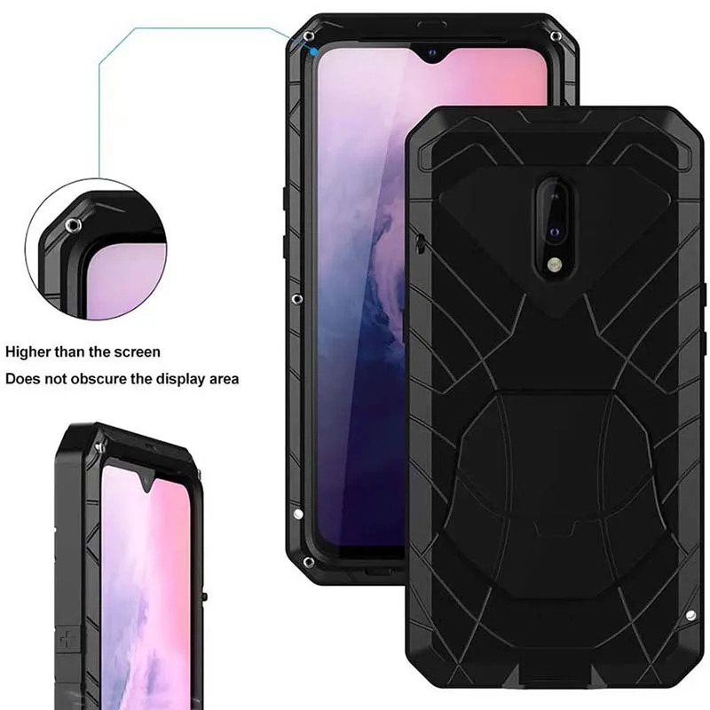 

Case for Oneplus 7 Armor Aluminum Alloy Metal Cover Silicone Bumper Military Shockproof Heavy Duty Cases for Oneplus 7