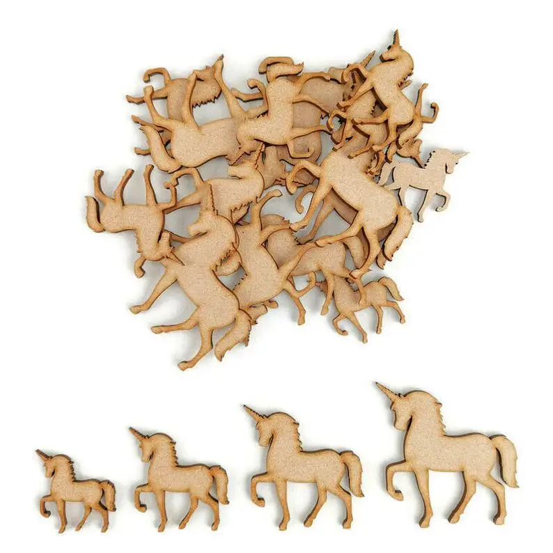 Элегантный Единорог МДФ ремесло формы деревянная пустая лошадь украшение