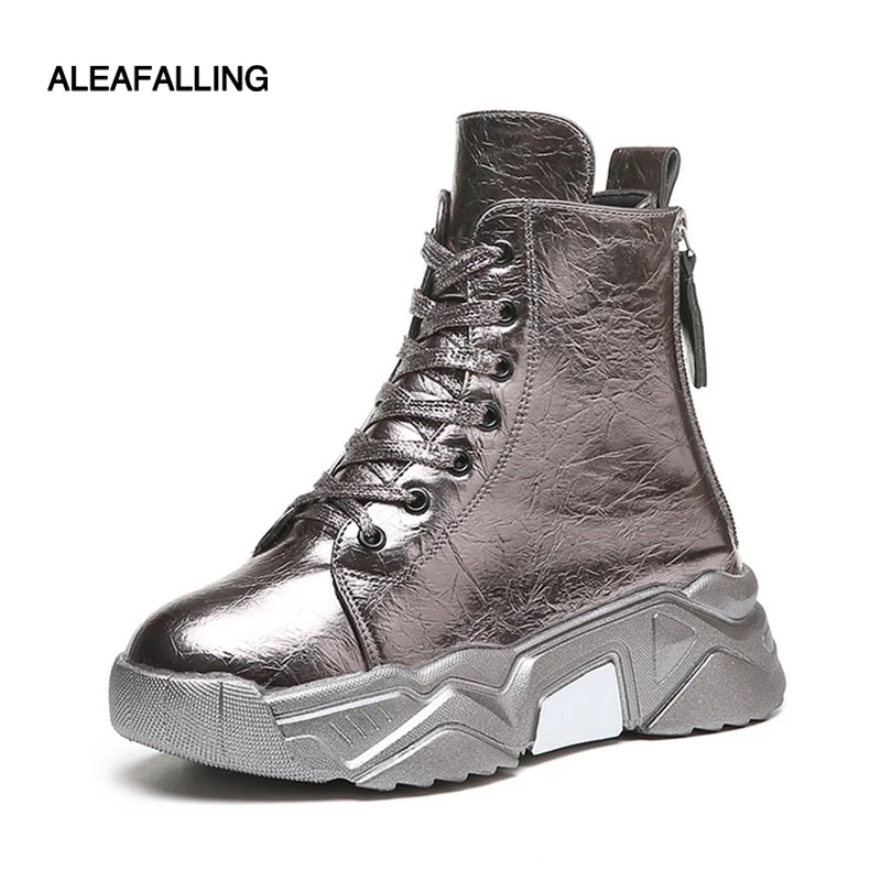 Сапоги Aleafalling женские из флока кожаные полусапожки Уличная обувь плоская подошва