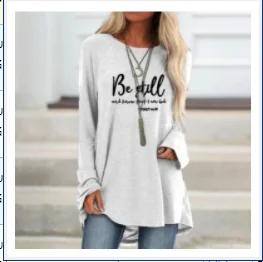 

Woman's Casual Fashion Long Sleeve Round Neck Printing Top Long Sleeve Top Women Graphic Camiseta Mujer