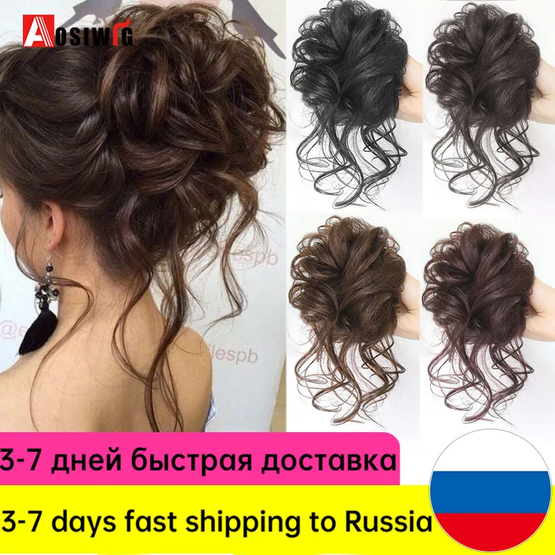 Hair Bands Synthetic Chignon Messi Elastic Hairpiece Fake Rubber Clip In Extensions Bun Ponytail Scrunchies Women Natural Curly
