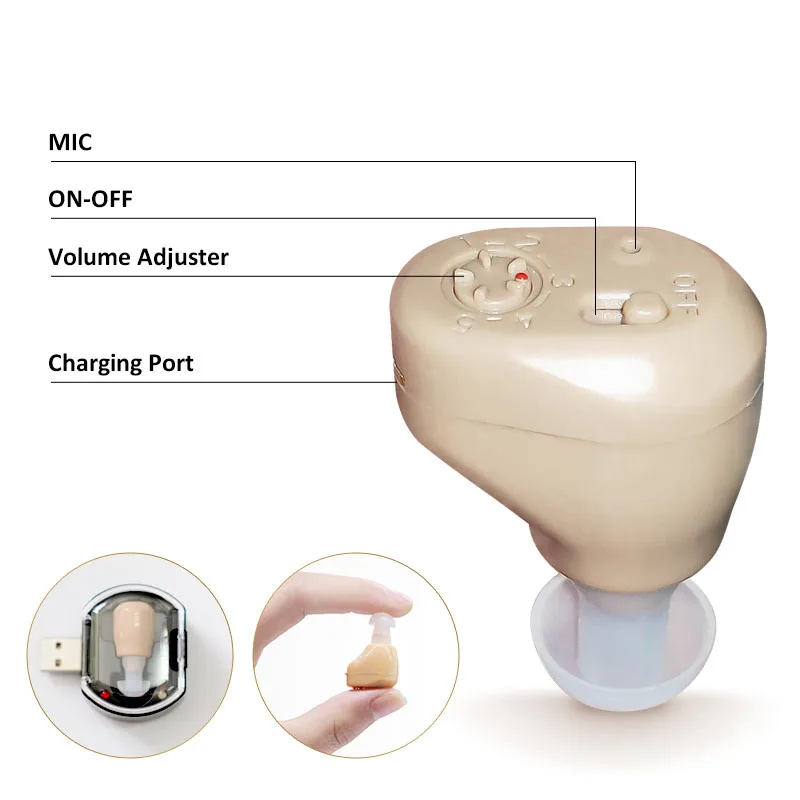 Мини-слуховой аппарат миниатюрные перезаряжаемые наушники-вкладыши
