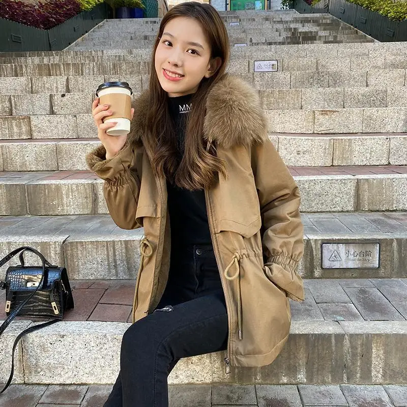 

Women Thick Artificial Wool Liner Jacket Autumn And Winter Casual Style Woman Parkas Female Coats