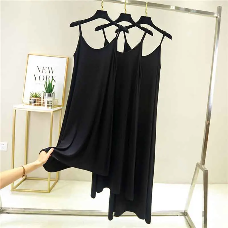 

Sling Sexy Night Dress Women Modal Cotton Nightwear Long Dress Ladies Nightgown Bottoming Dress Female Nightshirt