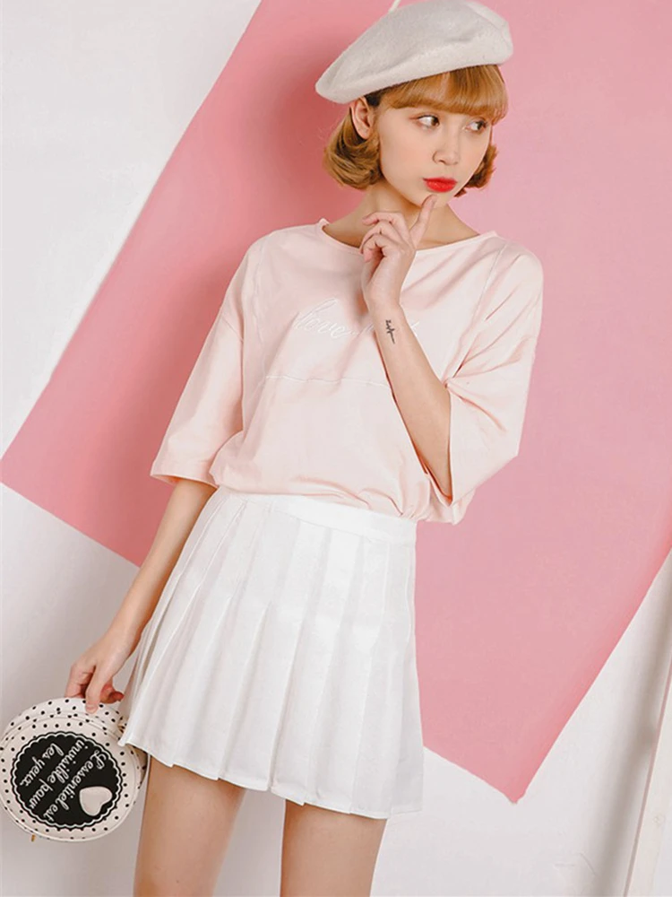 Милая короткая плиссированная юбка для женщин 2021 мини с высокой талией белые