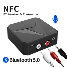 Bluetooth 5.0 Receiver Transmitter 3.5mm A2DP/AVRCP Music Wireless Audio Adapter Handsfree Call Mic NFC Car Kit For TV Auto ON