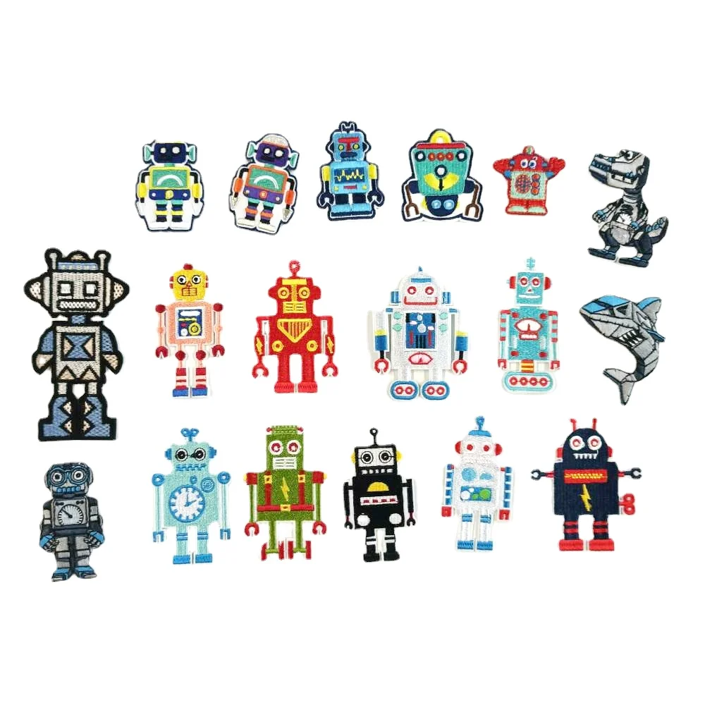 

DIY iron-on embroidery robot cartoon patches for clothing QR-20