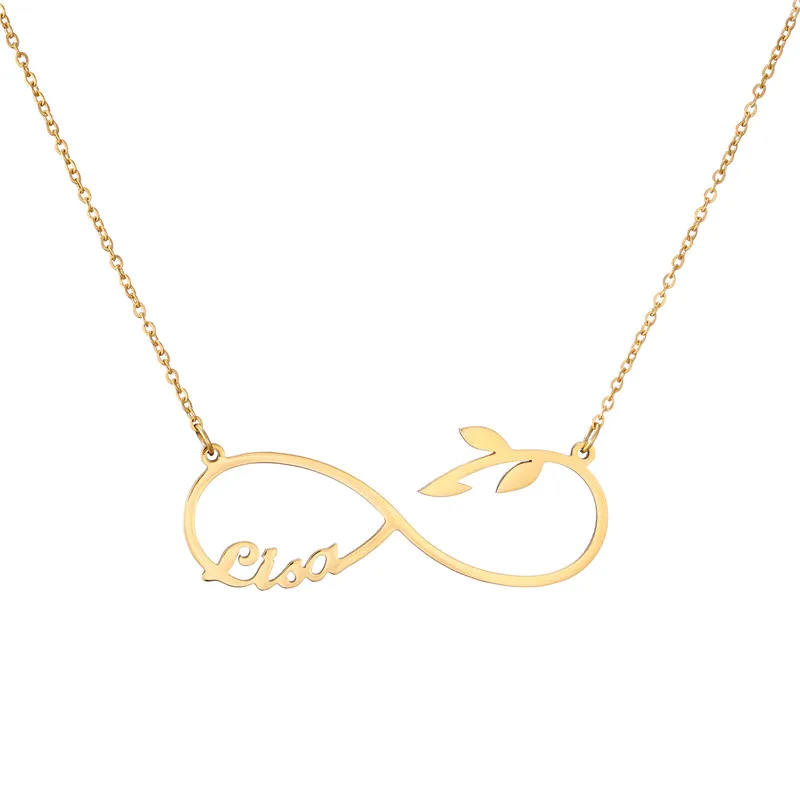 FYW пользовательские листья Бесконечность Имя ожерелье персонализированные одно