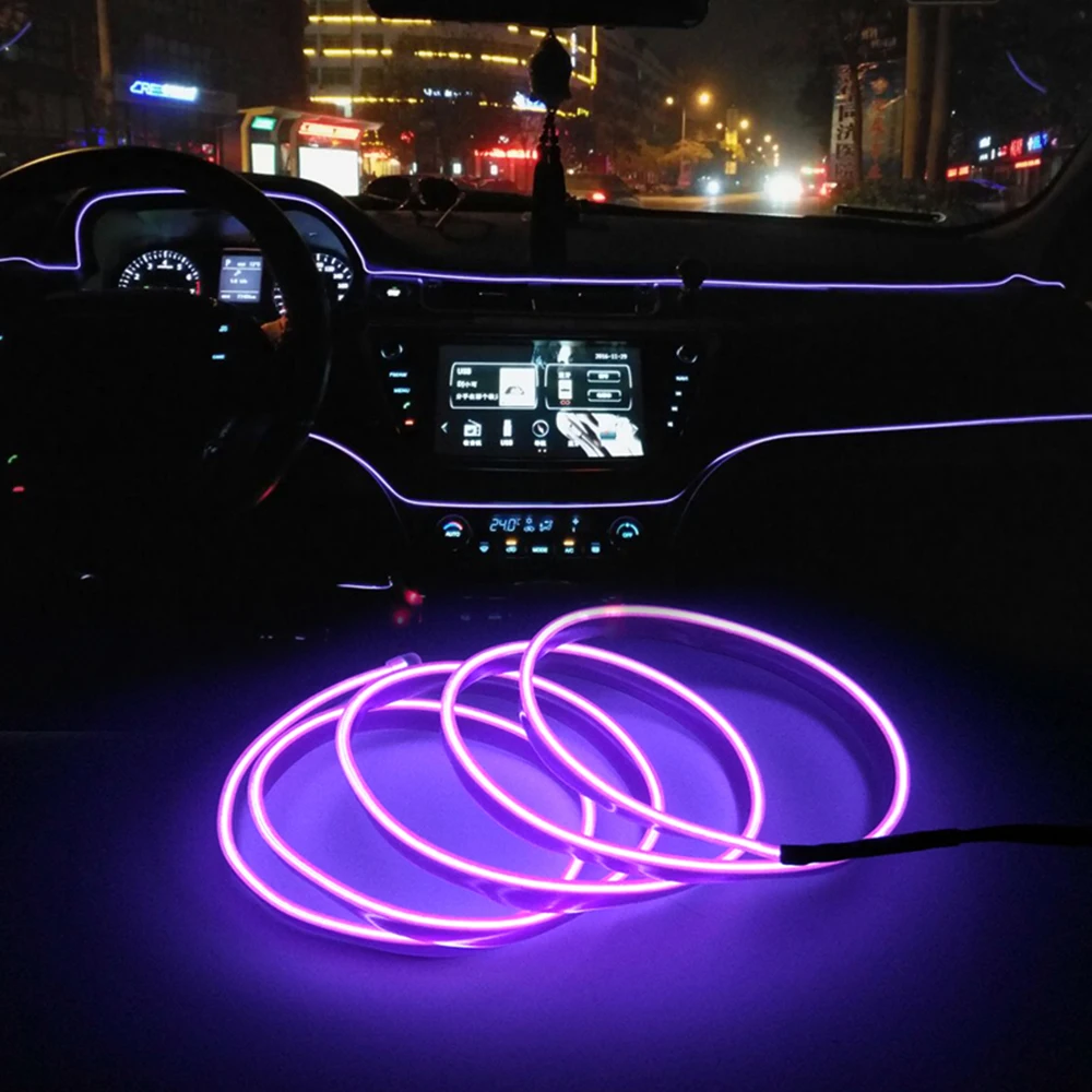 

5m Ambient Lamp RGB Car LED Neon Cold Light Auto Interior Atmosphere Light Refit Decoration Strips Shine Usb Driver