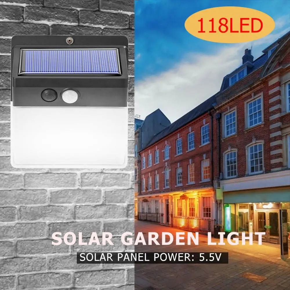 

206/118LED Solar Motion Sensor Wall Light Outdoor Waterproof Garden Street Lamp luminaria solar light