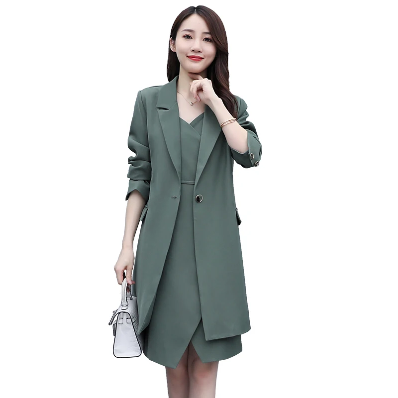 

Suit suit women's mid-length suspender skirt for early autumn light-fitting women's suit 2020 Autumn new two-piece suit