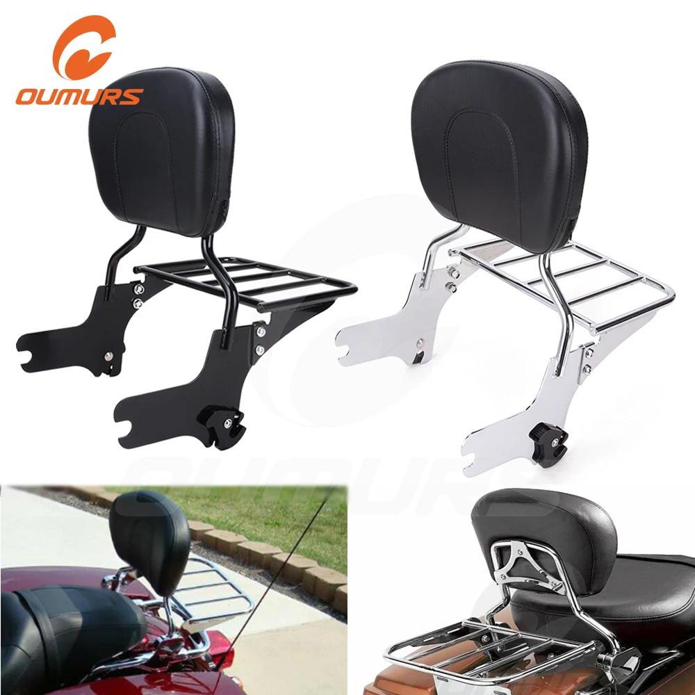 OUMURS мотоциклетная багажная стойка со съемной спинкой Sissy Bar для Harley Touring Road King FLHR