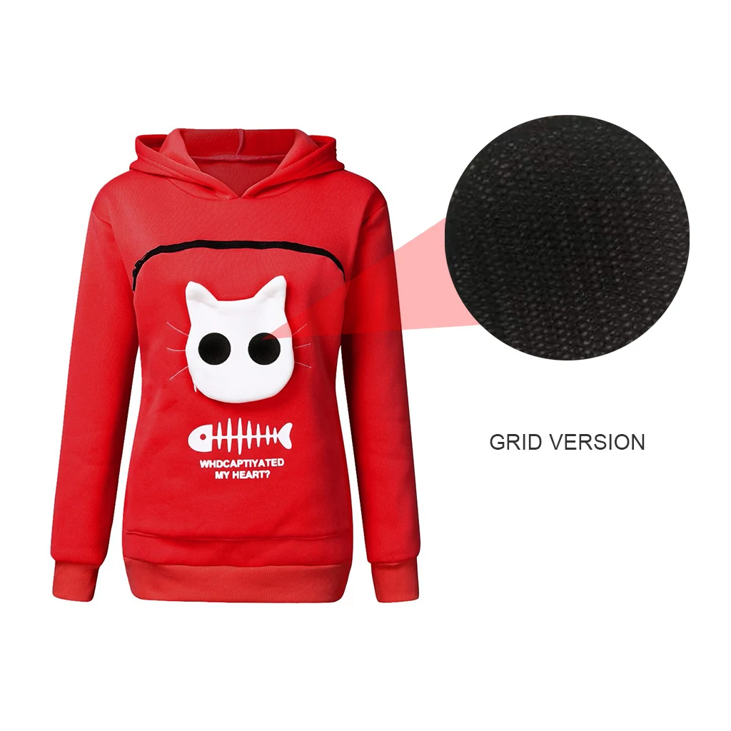 Женские толстовки с капюшоном для кошек и собак мешок нарисованным животным топы