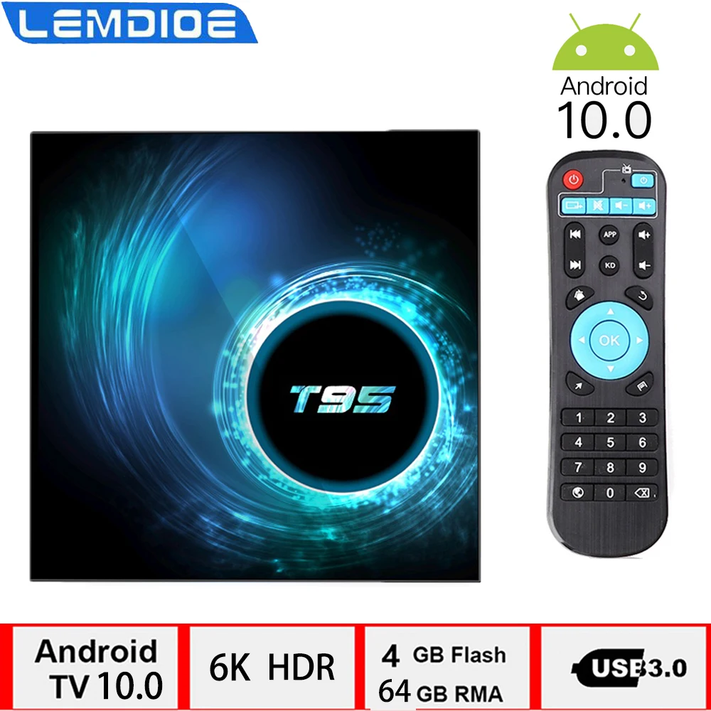 ТВ коробка Android 10 0 4G 64GB Поддержка 6K 3D YouTube Google Play Декодер каналов кабельного