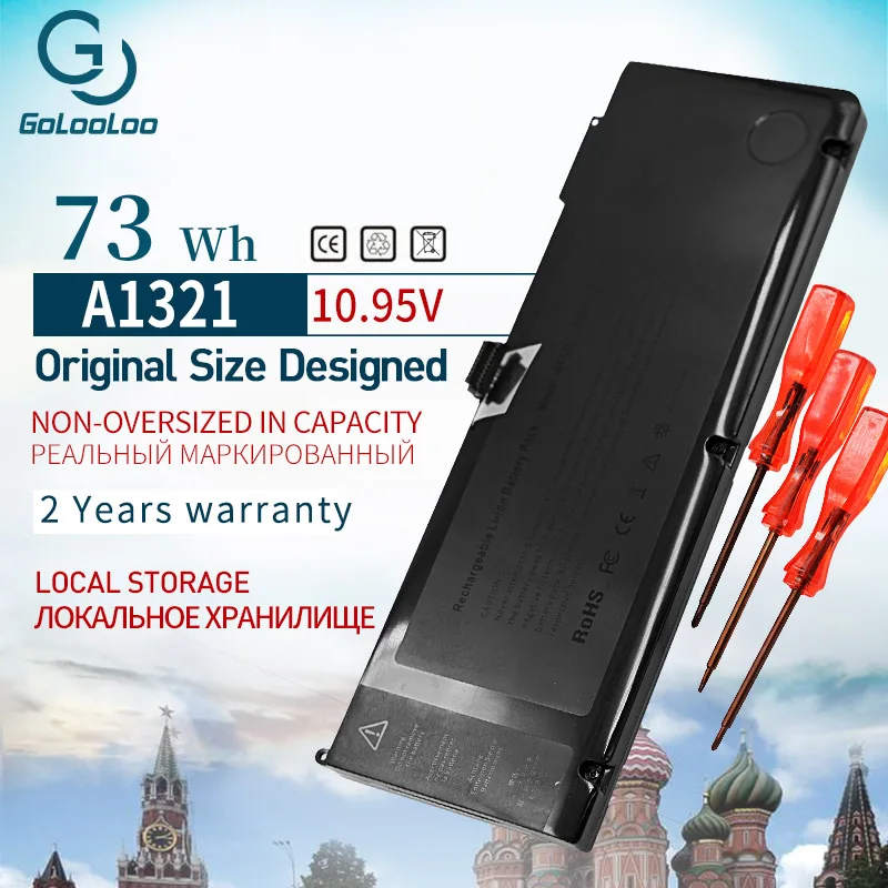 

Сменный аккумулятор Golooloo 11,1 В, 73WH A1321 для Apple MacBook Pro 15 дюймов, A1286 MB985CH/A MC118J/A MB986J/A MC118ZP/A MC118CH/A