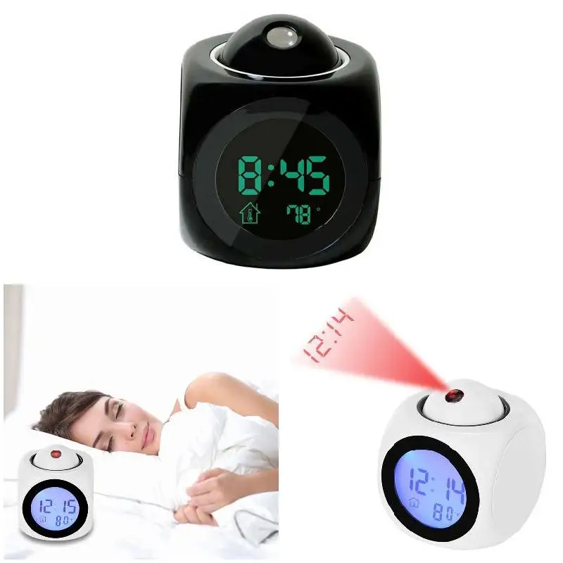 Будильник Светодиодный настенный потолочный проекционный ЖК дисплей цифровые