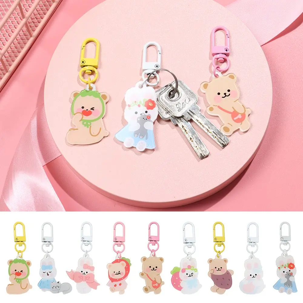 

Fashion Jewelry Gift Woman Acrylic Rabbit Cat Bear Bag Pendant Keychains Keyring