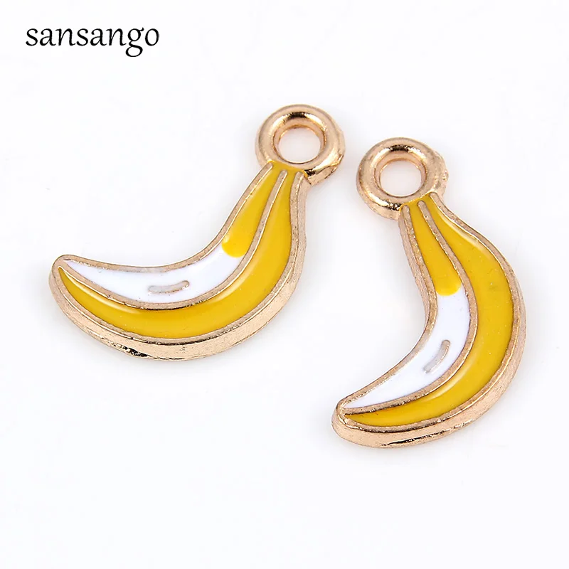 Banana 10 шт., новинка, браслет, золото, ананас, фрукты, сплав, подвески, бусины, подходят для женщин, девушек, ювелирные изделия, аксессуары для изготовления - Окраска металла: Banana