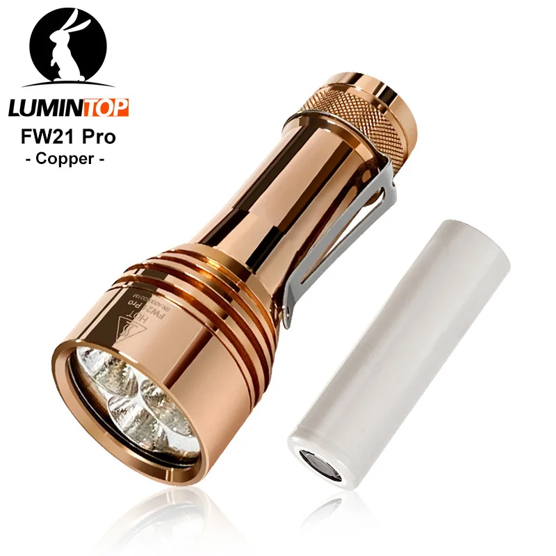 Lumintop FW21 PRO Copper Torch Lighter Cree XHP50.2 10000 LM Rechargeable Flashlight by 21700 Battery for Searching Camping