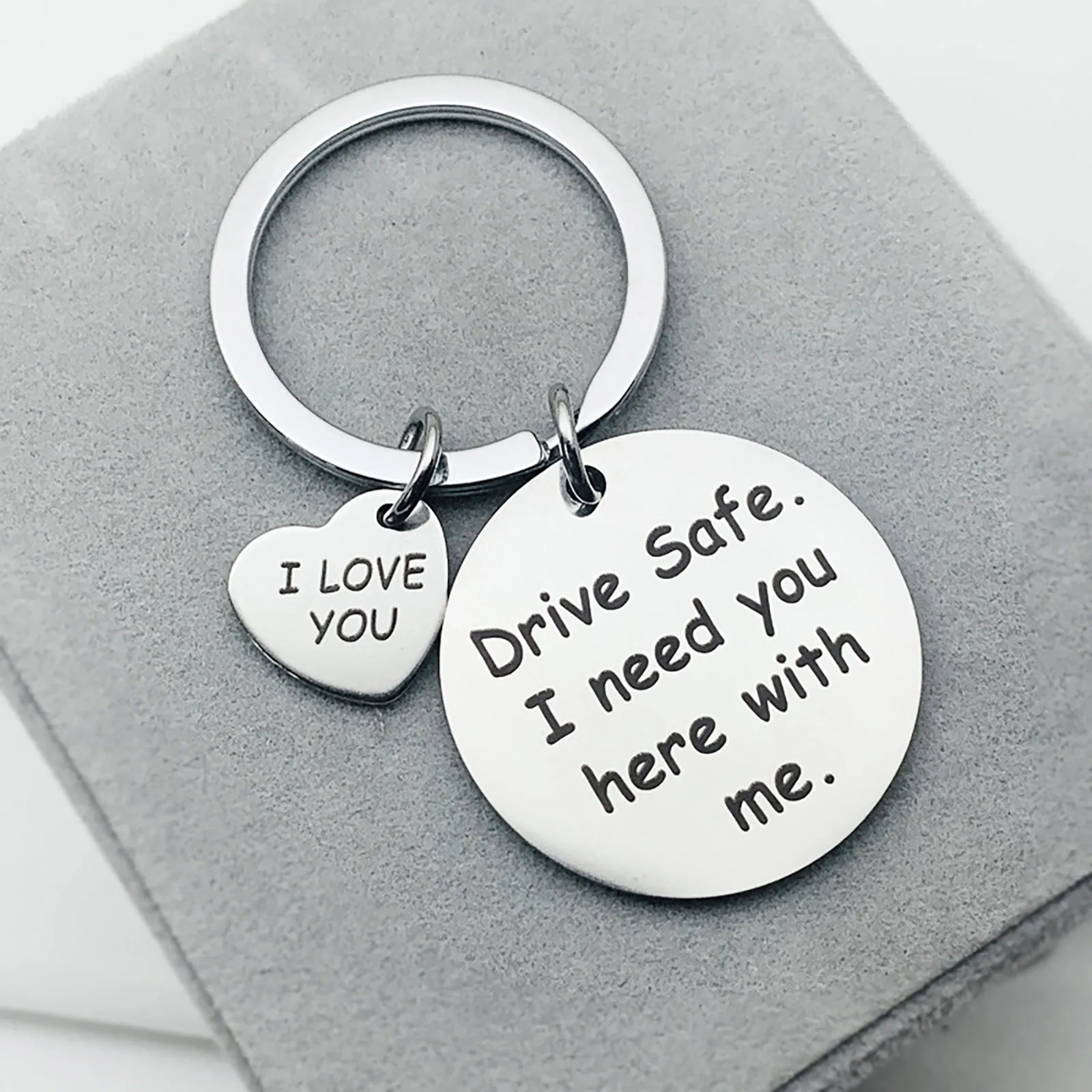 

top selling Fashionable Stainless Steel Keychain Gift Drive Safe I Need You Here With Me25MM Support Wholesale and Dropshipping
