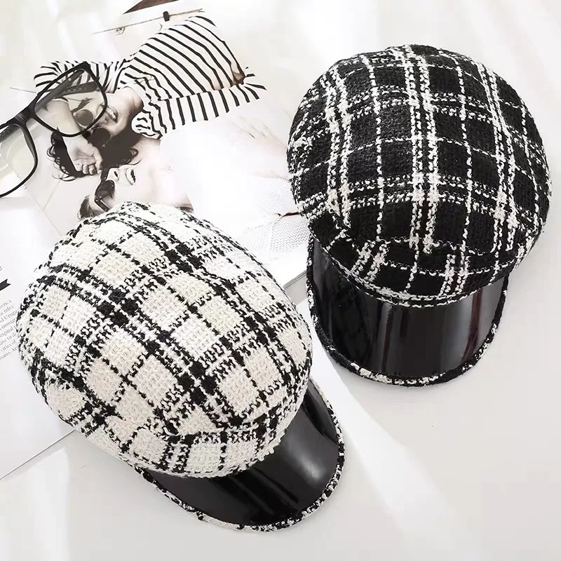 

Women Hat Winter Fashion Accessories Baker Boy Hat Classic Street Wear Newsboy Cap Vintage Cotton Winter Hat Plaid Baker Boy Hat