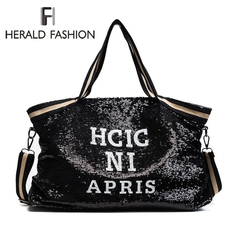 Herald Fashion женские сумки с блестками вместительные верхней ручкой дамские сумочки