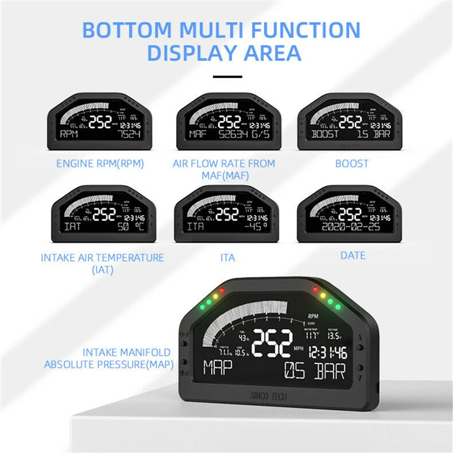Автомобильная гоночная приборная панель Цифровой дисплей манометр полный